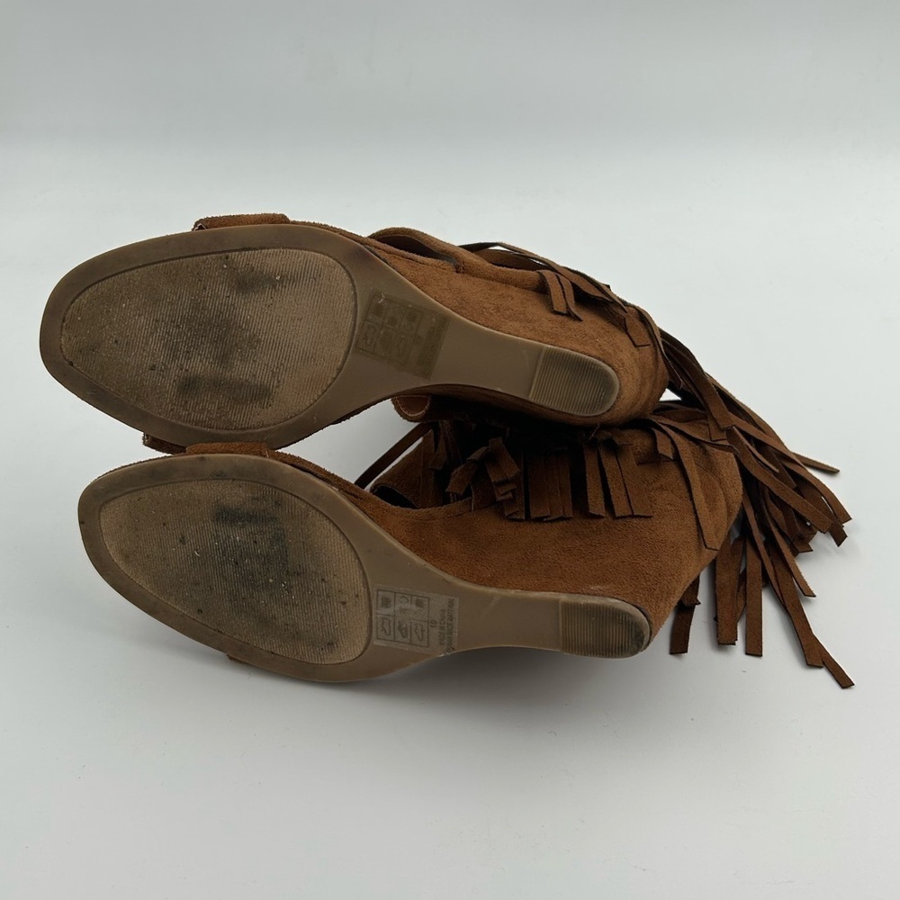 Adriana Brown Fringe Open Toe Wedges - Picture 5 of 6